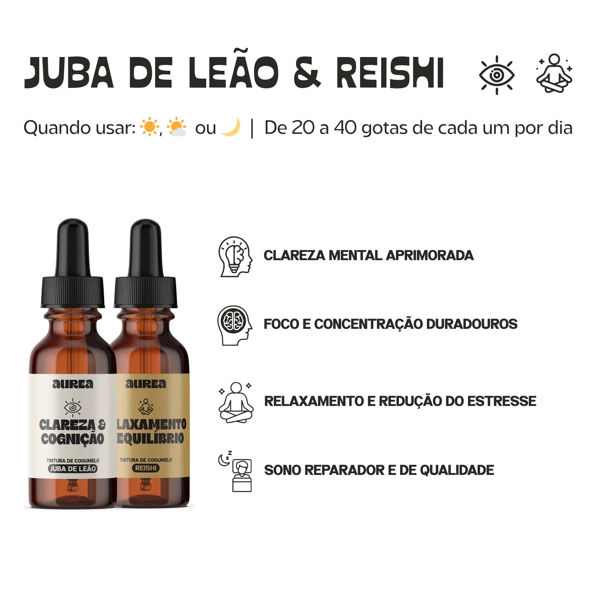 Kit Extratos de Cogumelos Juba de Leão e Reishi 30ml | Cognição & Equilíbrio