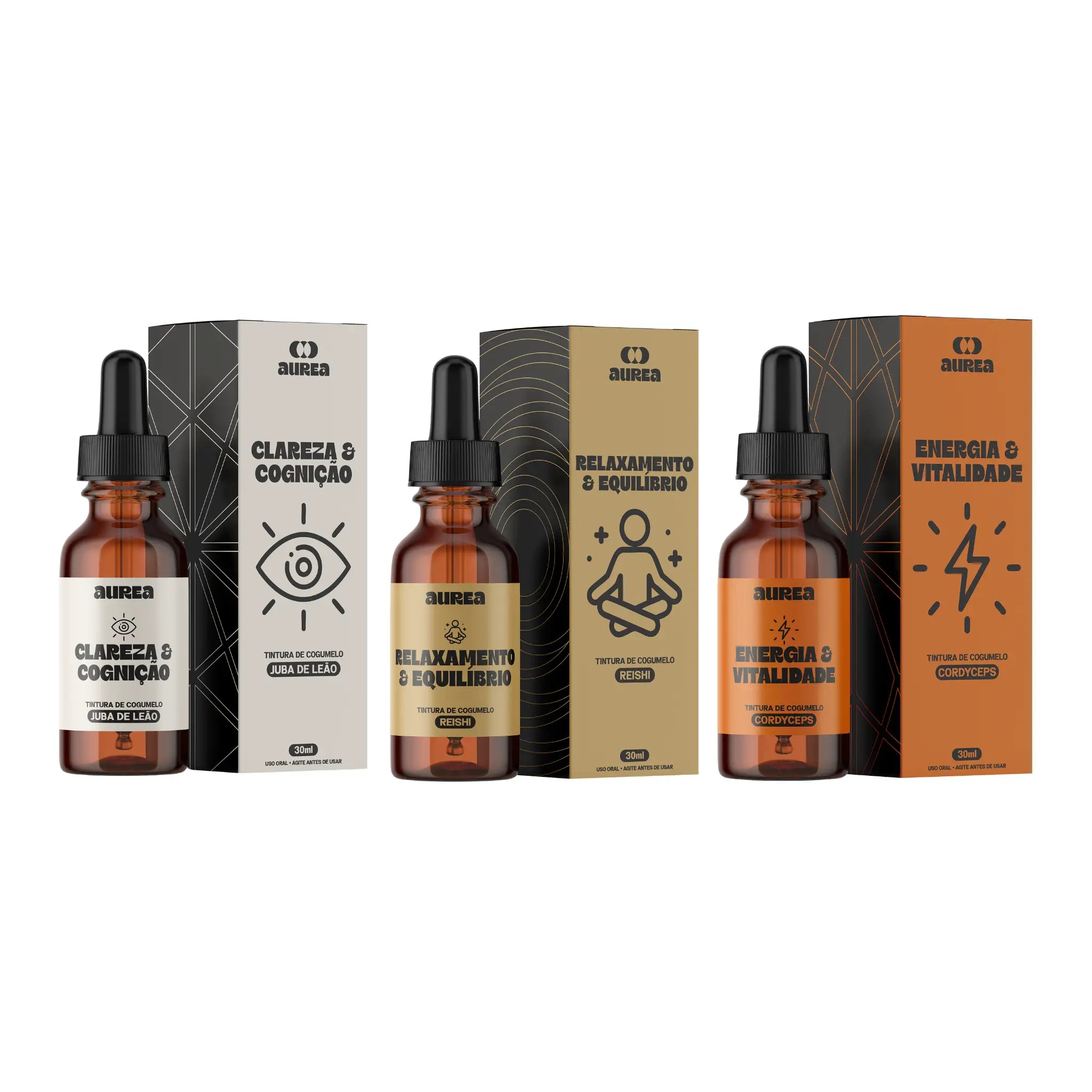 Kit Extratos de Cogumelos Juba de Leão, Reishi e Cordyceps | Kit Harmonia